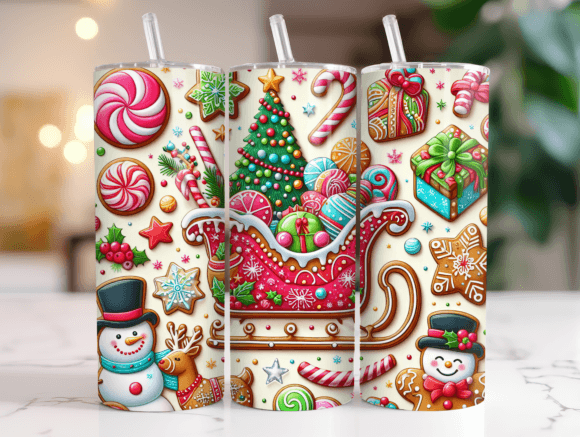 20oz Christmas Gingerbread Tumbler Wrap Graphics