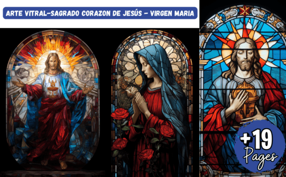 ARTE VITRAL-JESÚS-VIRGEN MARIA Illustrations Review for Digital Sellers