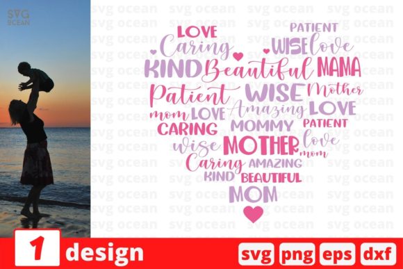 Caring Love Kind Beautiful Wise Amazing Graphics for Crafts