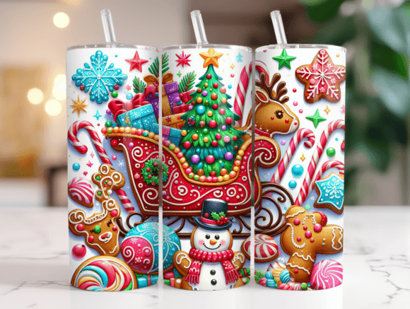 Christmas 20oz Tumbler Wrap Gingerbread Graphics
