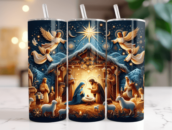 Christmas Nativity Scene 20oz Wrap Png – A Festive Graphic for Tumbler Wraps