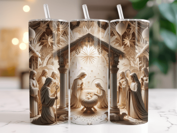 Christmas Nativity Scene Tumbler Wraps: Festive Graphics for Local Branding
