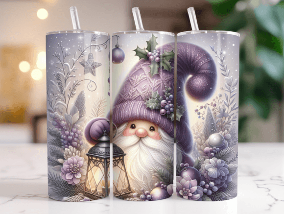 Christmas Tumbler Wrap 20oz Purple Gnome Graphics