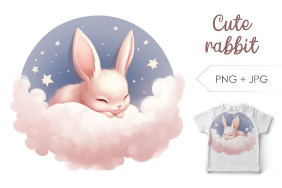 Cute Sleep Bunny Illustration for Branding