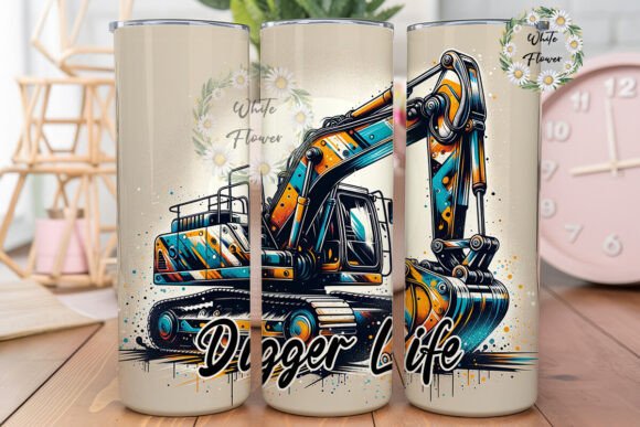 Digger Life Excavator Construction Graphics for Tumbler Wraps