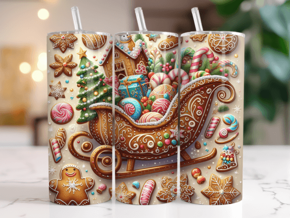 Gingerbread Christmas 20oz Tumbler Wrap Graphics