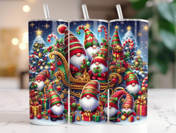 Gnome Christmas Tumbler Wrap Graphics