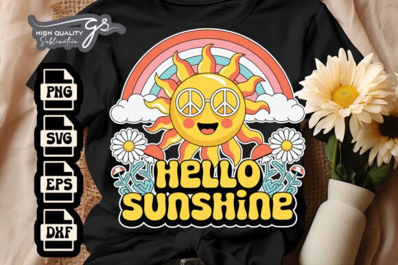 Hello Sunshine Retro Hippie SVG for Crafts and Graphics
