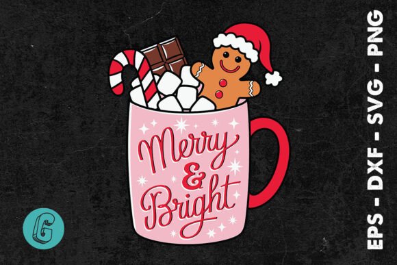 Merry and Bright Gingerbread SVG for Print Templates and Graphics