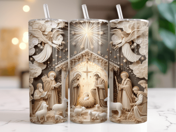 Nativity Scene Christmas Tumbler Wrap Graphics