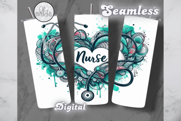 Nurse Heart Stethoscope Tumbler Wrap Graphics