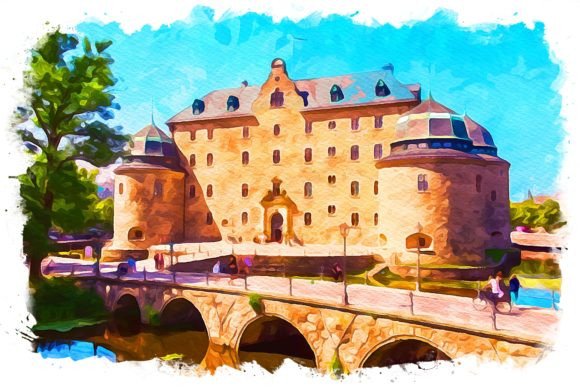 Örebro Sweden Exquisite Watercolor Illustration