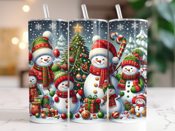 Snowman Christmas Tumbler Wrap PNG – A Playful Graphic for Tumbler Wraps