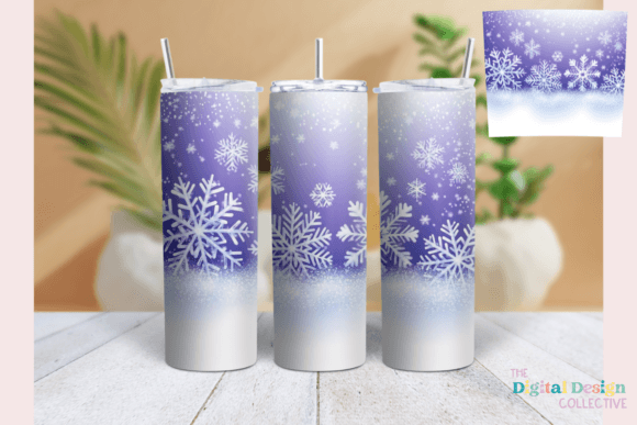 Winter Snowflake Tumbler Wrap PNG for Branding and Packaging